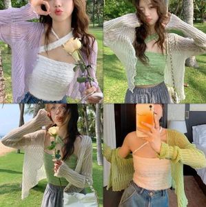 Women's Knits Korean Shawl Women Knitted Cardigan Summer Autumn Thin Sunscreen Clothes Air Conditioning Shirt