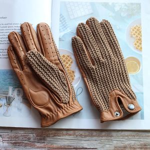 Five Fingers Gloves Summer Motorcycle Riding Leather Driving Men's Touch Screen Goatskin Unlined Thin Section Driver 230921