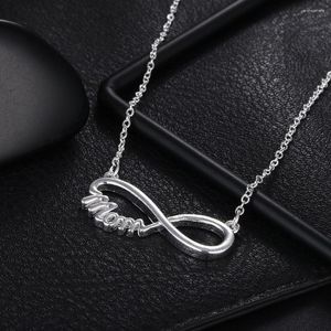 Chains Wholesale 925 Stamp Silver Charms MOM Mother's Day Lovely Gift Woman Necklace Lady Fashion Cute Wedding Jewelry