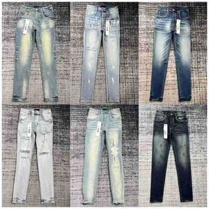 Frauen Jeans Designer Lila Marke High Street Lila Retro Farbe Spot Schlanke Füße Micro Elastische Jeans Männer Marke Hip-hop Mode Zipper Loch Plus Größe Jeansjk3y