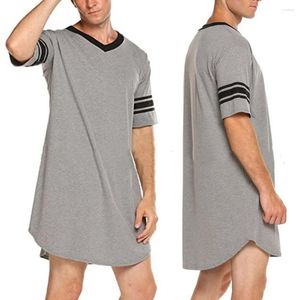 Men's Sleepwear Breathable Men Summer Top Short Sleeve Daily Wear Thin Irregular Hem Homewear Robe