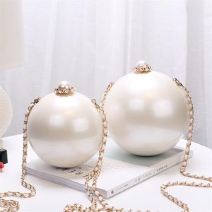 Women Round Pearl Evening Bag Acrylic Clutch Bags Mini Handbag Purse Ladies Evening Party Wedding Bags2470