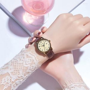 Wristwatches Classic Fashion Woman Quartz Watch Calendar Female Digital Wristwatch Antique Style Leather Strap Clock Teen Girl