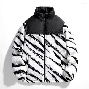 Männer Jacken Herbst Winter Verdickte Lamm Wolle Jacke Fleece Warme Mäntel Zebra Gestreiften Farbe Passende Baumwolle Kleidung