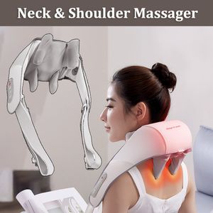 Massageando travesseiros de pescoço massageador de ombro sem fio aquecido massagem elétrica xale recarregável instrumento de relaxamento cervical com 6 cabeças 230920