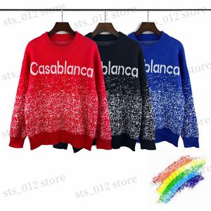 Męskie swetry Czerwony Czarny Niebieski Casablanca Jacquard Sweater Mężczyźni Kobiety 1 1 Wysokiej jakości moda 2023FW Bluzy T230921