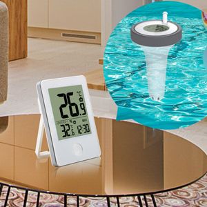 Hushållens termometrar fanju digital trådlös inomhus utomhus flytande pool termometer simning badvatten spa akvarier fjärrtidsklocka 230920