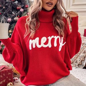 Kvinnors tröjor 2023 Stickad Turtleneck Sweater Loose Pullover Female Jumper Elegant Winter Autumn Year Trendy Christmas 230921