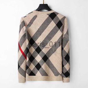 Mens Sweaters Mens Sweaters Designer Longo Suéter Marrom Algodão Redondo Pescoço Tricô Bordado Linha Moda Luxo Homens Suéteres Natal Mantenha-se aquecido no inverno Asiático