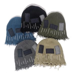 Beanies Beanie/Skull Caps 2023 Winter Hat Personalized worn-out patch with holes for warmth protection and ear patch knitted hat Hat man Autumn And Winter q153