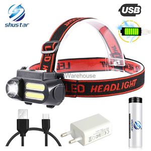 Head lamps Super Bright LED Headlamp COB Work Light 4 Lighting Mode Waterproof Headlight Powered By 18650 Battery suit for Night Lighting HKD230922