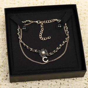 2023 Luxury quality Charm pendant necklace layers with black enamel and genuine leather have box have stamp PS7545A242c