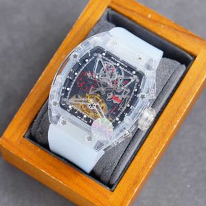 Transparente RichardMill Crystal Watch Hohle mechanische Herrenuhr Rm56-01