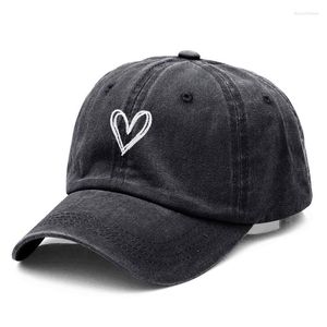 Ball Caps Heart Embroidery Vintage Cotton Men Baseball Cap Fashion Women Hat Sport Visors Snapback Breathable Outdoor Sun Dropship