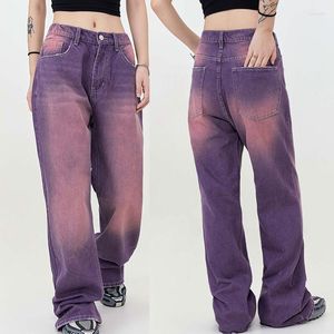 Herr jeans chic y2k baggy män casual streetwear lila vintage långa denim byxor lösa byxor kläder 2024 år gåvor