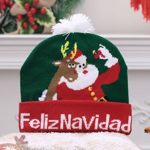 26 Color Led Christmas Hats Winter Warm Cartoon Cap Adult Children Kids Xmas Glow Knitted Beanies