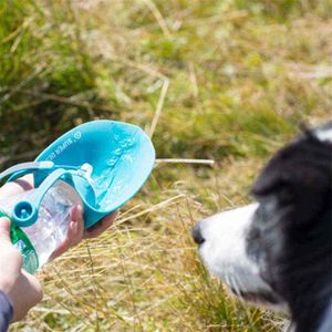 580ml Portable Pet Dog Water Bottle Soft Silicone Leaf Design Travel Bowl For Puppy Cat Drinking Outdoor Dispenser 211103264l