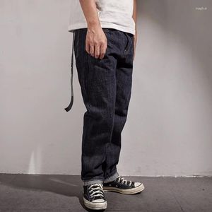 Calças de brim masculinas retro para homens calças jeans de grandes dimensões carga cônica reta solta roupas calças cor original
