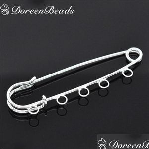 Pins Brooches Doreenbeads Zinc Alloy Safety Sier Color 5 Holes Fastening Sewing Diy Cloth Dress Jewelry Findings 7X2Cm20Pcs 220810 Dro Dhuwt