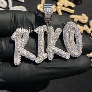 14K Niestandardowa nazwa Kursive Letters Naszyjnik Podwójna warstwowa Kamienie Złote Srebrne Rosegold 3 Colors Cubic Zirconia Jewelry275t