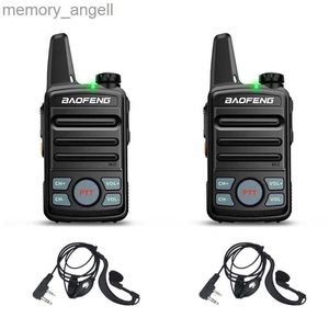 Walkie Talkie 2PCSコンパクトスモールミニワークシーBAOFENG BF-T99 MINI DUAL PTT UHF 400-470MHz 2W 16CHハムアマチュアラジオW/イヤピースHKD230922