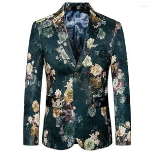 Abiti da uomo Primavera Autunno Stile coreano Uomo Moda Dobby Designer floreale Blazer Cappotto Uomo 5xl 6xl Host Green Jacquard Flower Blazer Cappotti