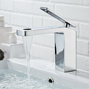 Badrumsvaskkranar Becola Basin och kallt vattenfall Mixer Creative Single Hole Tap Vanity Chrome-Plated Brass Report