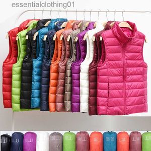 Women's Vests New Women Sleeveless Women's Ultra Light Down Vests Slim Jacket Girl Gilet Lightweight Windproof Warm Waistcoat Portable L230922