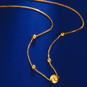 Pendant Necklaces NYMPH Real 18K Gold Necklace Fine Jewelry Pure AU750 Cat Eye Pendant Shine Ball Trendy Party Gift for Women X588 230921