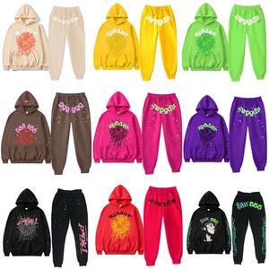 Spindeltraktsuit tröjor män y2k sp5der 555555 tröja spindel hoodie set kvinnor pullover hoodies hip hop sångare spindel web tryckt sportdräkt 637