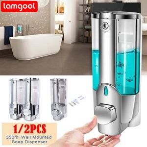 Liquid Soap Dispenser Lamgool 350Ml Hand Soap Shampoo Dispenser Wall Mount Shower Liquid Dispensers Containers for Bathroom Washroom 230921