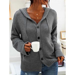 Cappotto cardigan lavorato a maglia a maniche lunghe con cappuccio New Yason autunno / inverno 2023