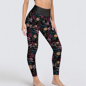 Kadın Taytlar Ditsy Floral Seksi Seksi Pembe Sarı Egzersiz Yoga Pantolon Yüksek Bel Elastik Spor Taytları Lady Retro Grafik Leggins