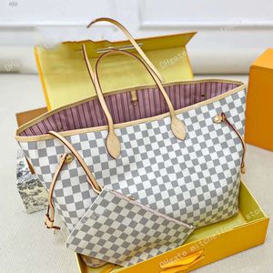L Designer Bage Pocket Uses Black and White Checkerboard Grid 2 قطعة أكواب أزياء حقائب التسوق