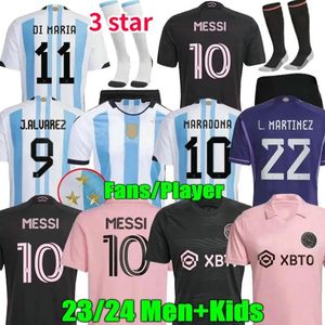 23 24 MESSIS 3 Star Argentina Soccer Jersey Player Fans Version Football Shirts J.ALVAREZ DE PAUL GIROUD National Team MBAPPE Kids kit uniforms Socks
