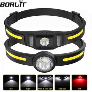 Head lamps BORUiT Mini Powerful Sensor Headlamp Silicone Headlights 5 Lights Mode Type-C Rechargeable Head Flashlight Waterproof Camping HKD230922