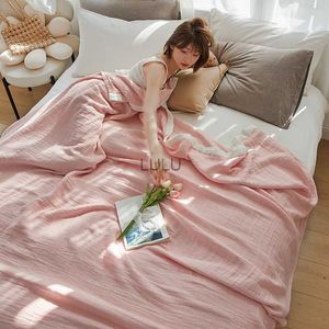 Blanket Summer Multicolor Quilt Modern Style Solid Cotton Gauze Towel Bedspreads On The Bed Sofa Cover Decorative 200*230cm HKD230922