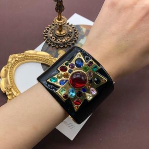 Bangle Middle Western Heavy Industry Black Enamel Glaze Ruby Female Spring Opening Inlaid Bracelet Women