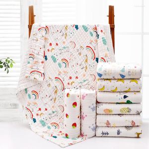 Blankets Cute Bron Baby Towel Wrap Muslin Swaddle Blanket 110x110cm Six-Layer Soft Cotton Gauze Stroller Cover