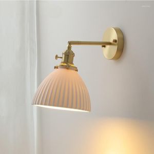 Wall Lamps Ceramic Luxury Lamp Nordic Minimalist Ins Bedroom Bedside Retro Led Decorative Personalized Dining Room Lighting