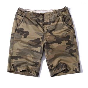 Pantaloncini da uomo Taglie forti Cargo da uomo Casual Pantaloncini da spiaggia Cotone mimetico Stile militare esercito Abiti larghi larghi e dritti