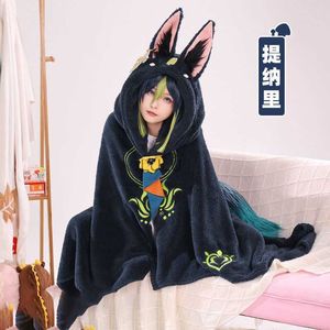 Blankets Zhong Li Genshin Impact Cosplay Anime Blanket Wearable Cloak Cape Hooded Blanket Shawl Sofa Blanket for Friends Gift HKD230922