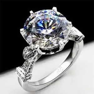 Novo anel de prata esterlina 925 18k banhado a ouro branco 4ct NSCD diamante sintético feminino anel de casamento clássico joia noivado estilo corte real