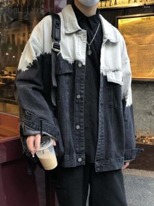 Erkek ceketler kademeli ekleme denim ceket bahar sonbahar punk sokak giyim kot ceket büyük boy Amerikan vintage iş giysileri