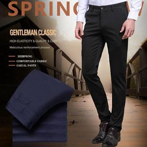 Stretch Suit Pants for Men Classic Business Casual byxor Hög midja Fashion Pant 800st