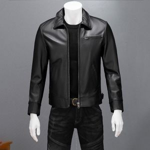 Men S Leather Faux Slim Type Lapel Jacket Head Layer Cowhide Kort sektion Swallow Tail Youth Spring and Autumn 230922