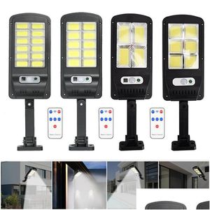 Floodlights Cob Solar Lights Remote Control Pir Motion Sensor Led Street Lamp Outdoor Waterproof Spotlight Garden Wall Light Drop Deli Dhawj