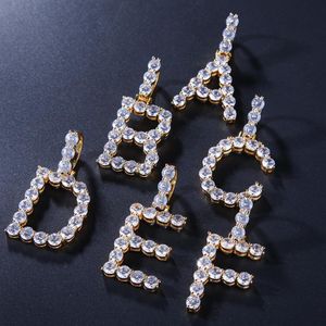 Iced out carta pingente colar hip hop masculino nome personalizado colar moda feminina ouro prata letra inicial colar2257