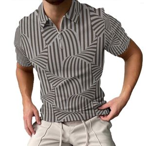 Мужские поло, летняя модная рубашка-поло, спортивная одежда, повседневная одежда с коротким рукавом, уличный воротник на молнии, одежда с 3D геометрическим принтом