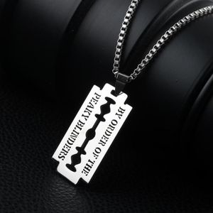 Pendant Necklaces Punk Hip Hop Stainless Steel Neck Chains For Men Women Razor Blade Necklace Rock Collares Male Streetwear Cool J212A